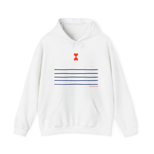 Paris Street Style Hoodie - Stripes & Double Heart Design