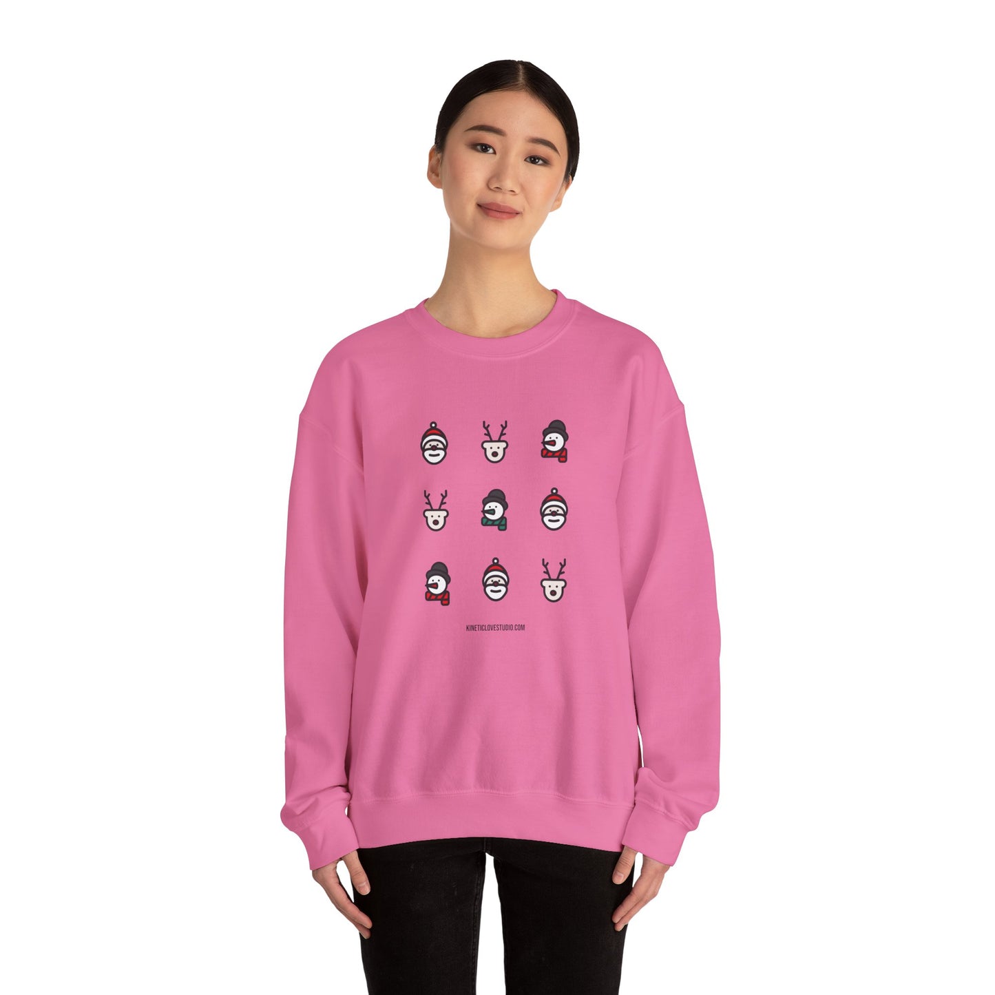 Christmas Cartoon Sweatshirt White Pink Unisex