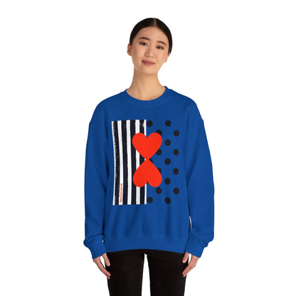 Dots & Stripes Red Heart Modern Design White Sweatshirt