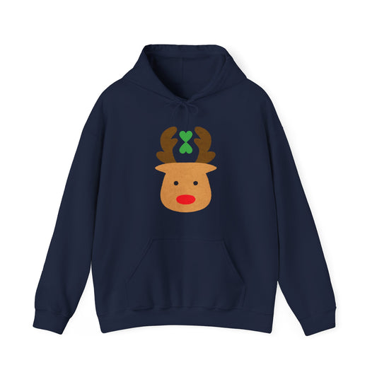 Christmas Reindeer Hoodie green heart