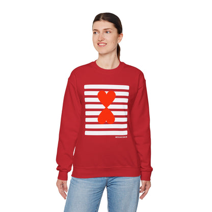 Holiday Edition Modern Couple Sweatshirt - White Stripes Red Hearts