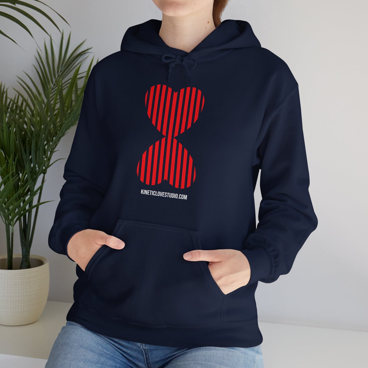 Paris Style Striped Heart Modern Design Khaki Hooded Sweatshirt Hoodie - Modern Red Heart Design