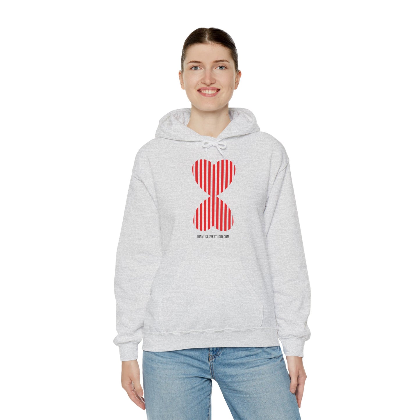 Paris Modern Design Striped Heart Navy Hooded Sweatshirt Hoodie - Modern Red Heart Design