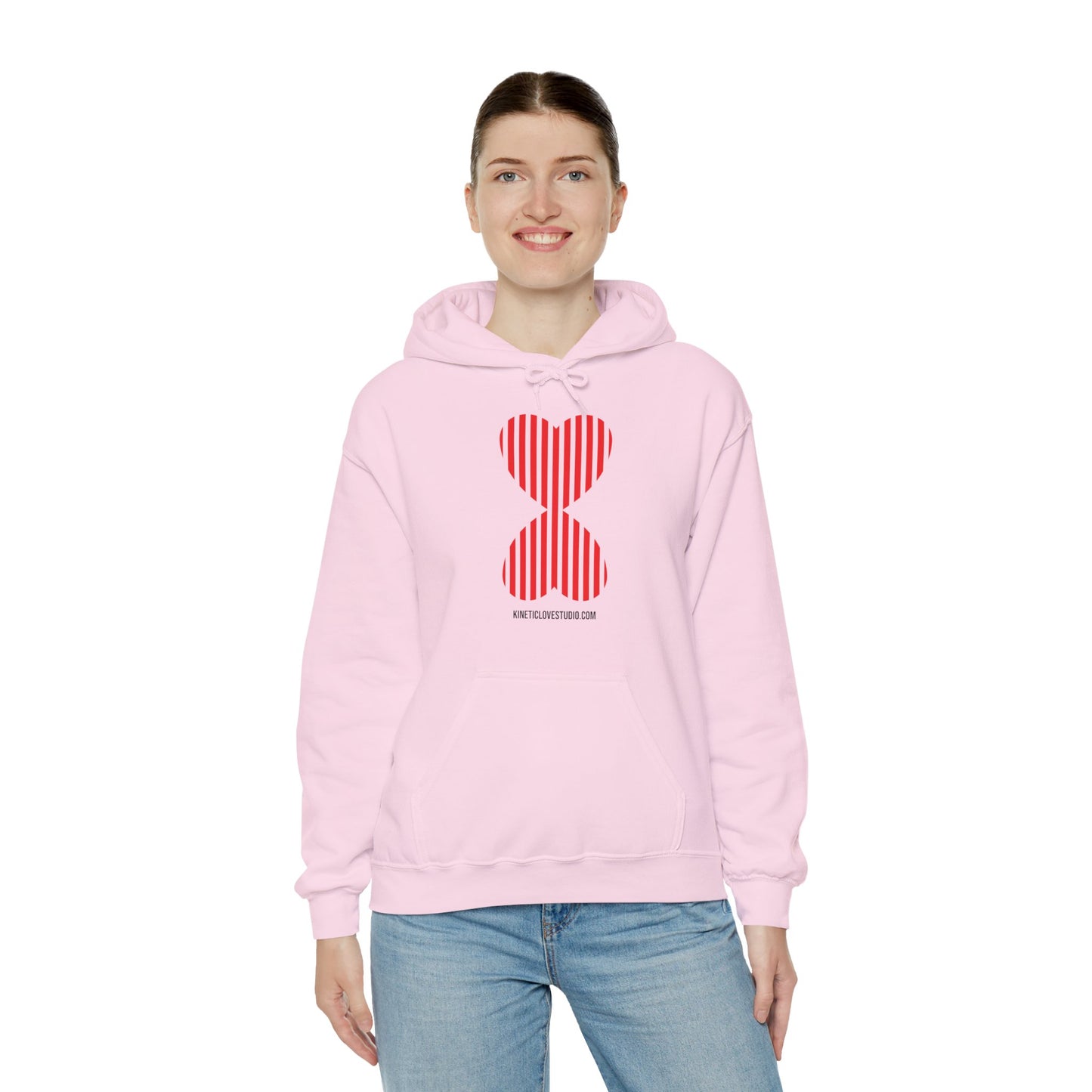 Paris Modern Design Striped Heart Navy Hooded Sweatshirt Hoodie - Modern Red Heart Design