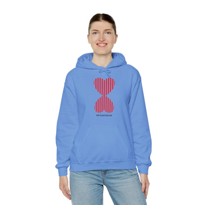 Paris Modern Design Striped Heart Navy Hooded Sweatshirt Hoodie - Modern Red Heart Design