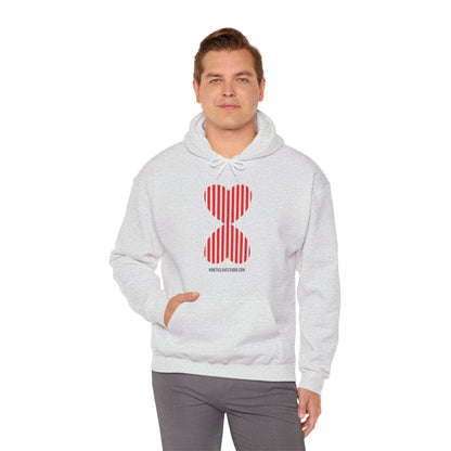 Paris Modern Design Striped Heart Navy Hooded Sweatshirt Hoodie - Modern Red Heart Design