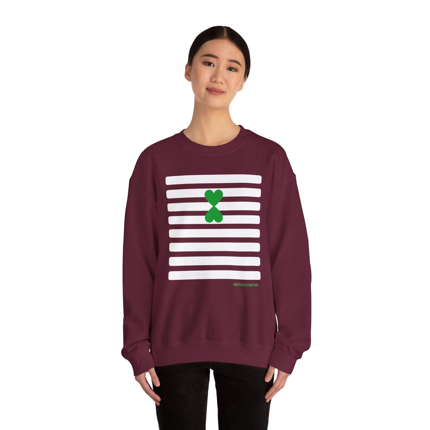 Stripes Sweatshirt - Paris Street Style Double Heart Green