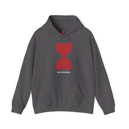 Striped Heart Hooded Sweatshirt Hoodie - Modern Red Heart Design