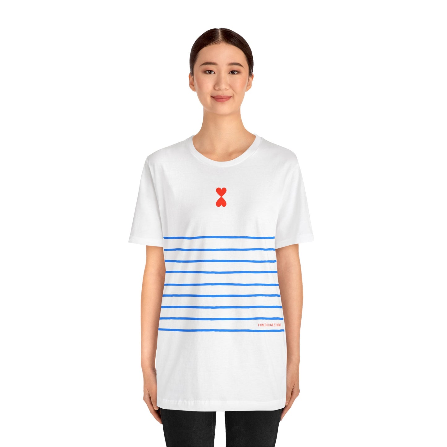 Signature Stripes & Double Heart T-Shirt Trench Chic Unisex Tee Express Delivery available