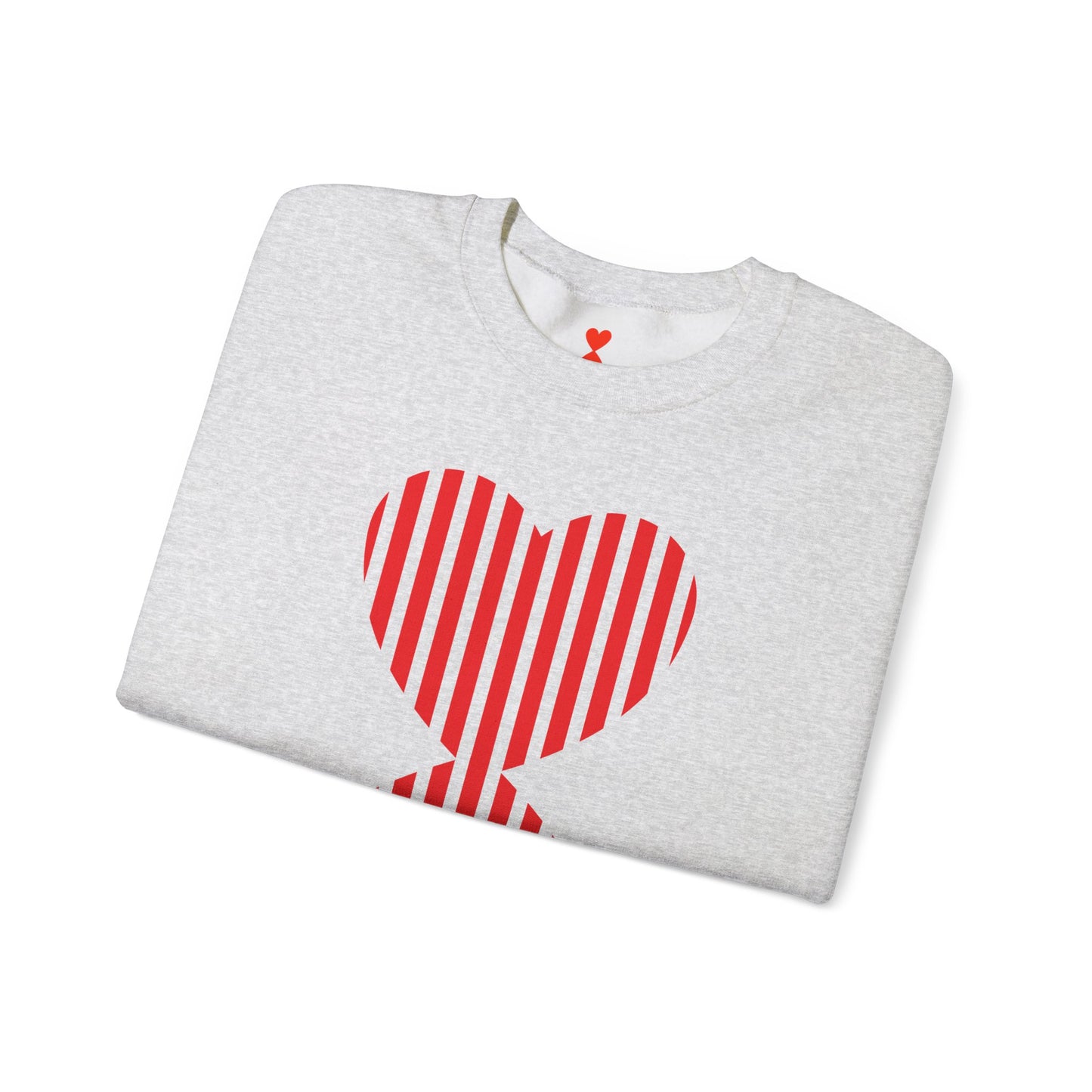 Paris Street Style Red Striped Double Hearts Modern Design White Unisex Sweatshirt - Signature Collection by Kinetic Love Studio