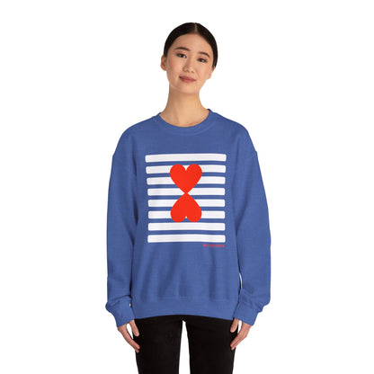 Holiday Edition Modern Couple Sweatshirt - White Stripes Red Hearts