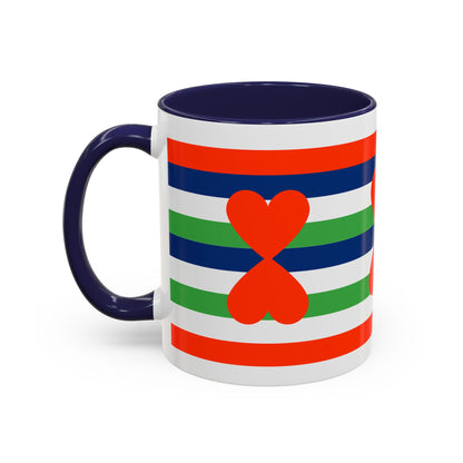 Coffee Mug Green Stripes Hearts Parisian Trendy Style Modern Contemporary Design