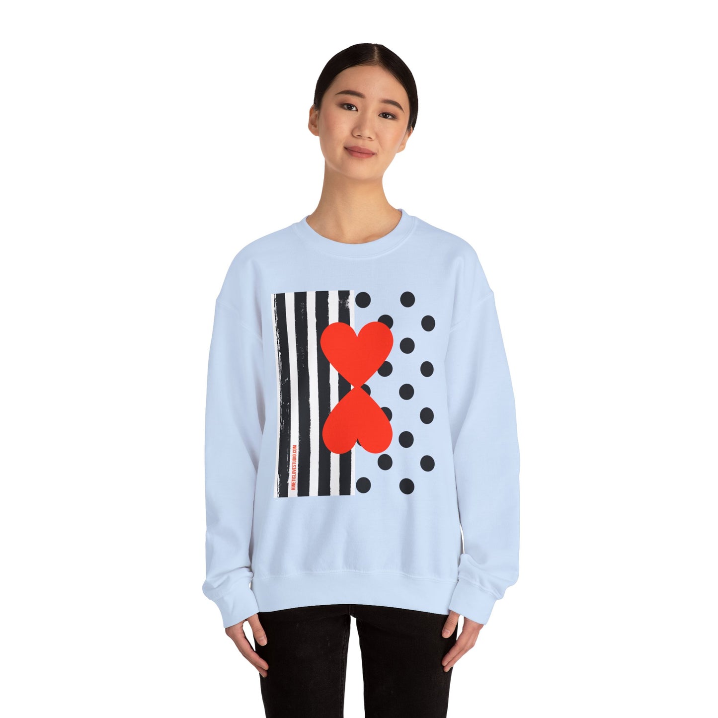 Dots & Stripes Red Heart Modern Design Gray Sweatshirt