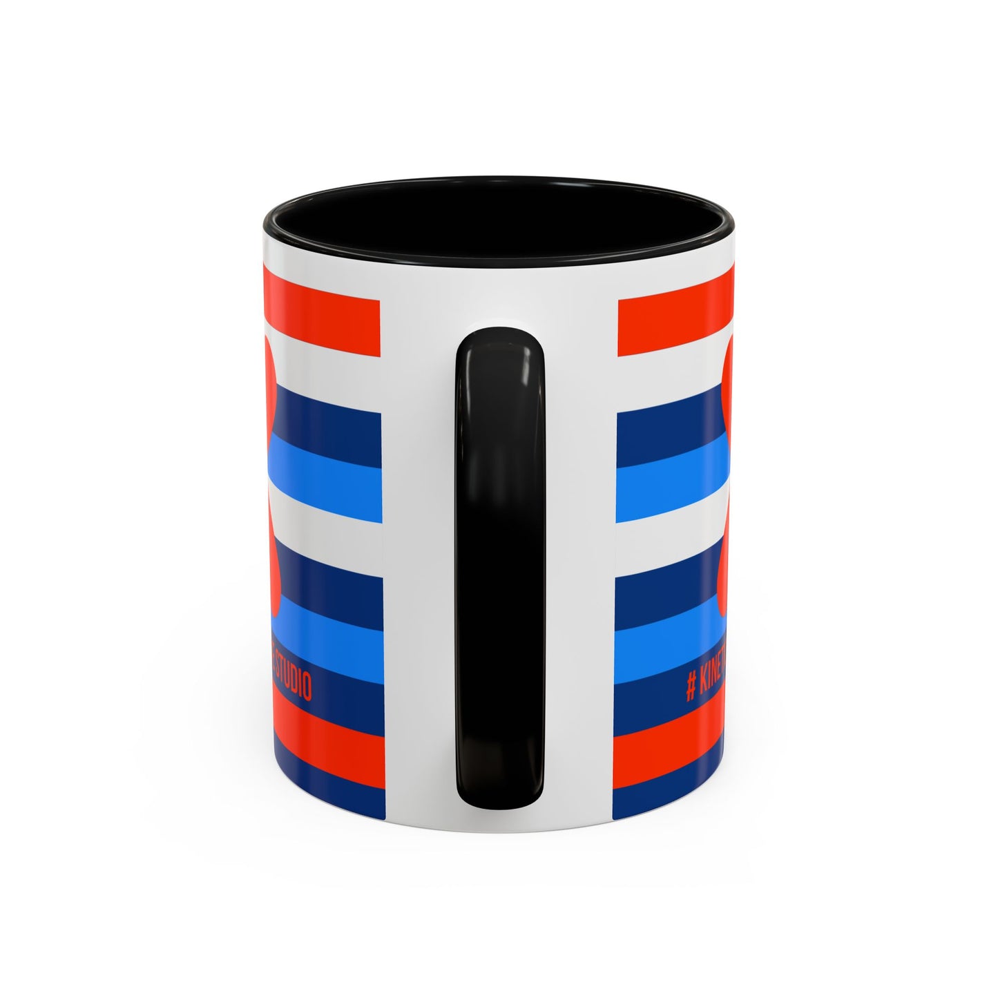 Coffee Mug Blue Red White Stripes Parisian Trendy Style Modern Contemporary Design