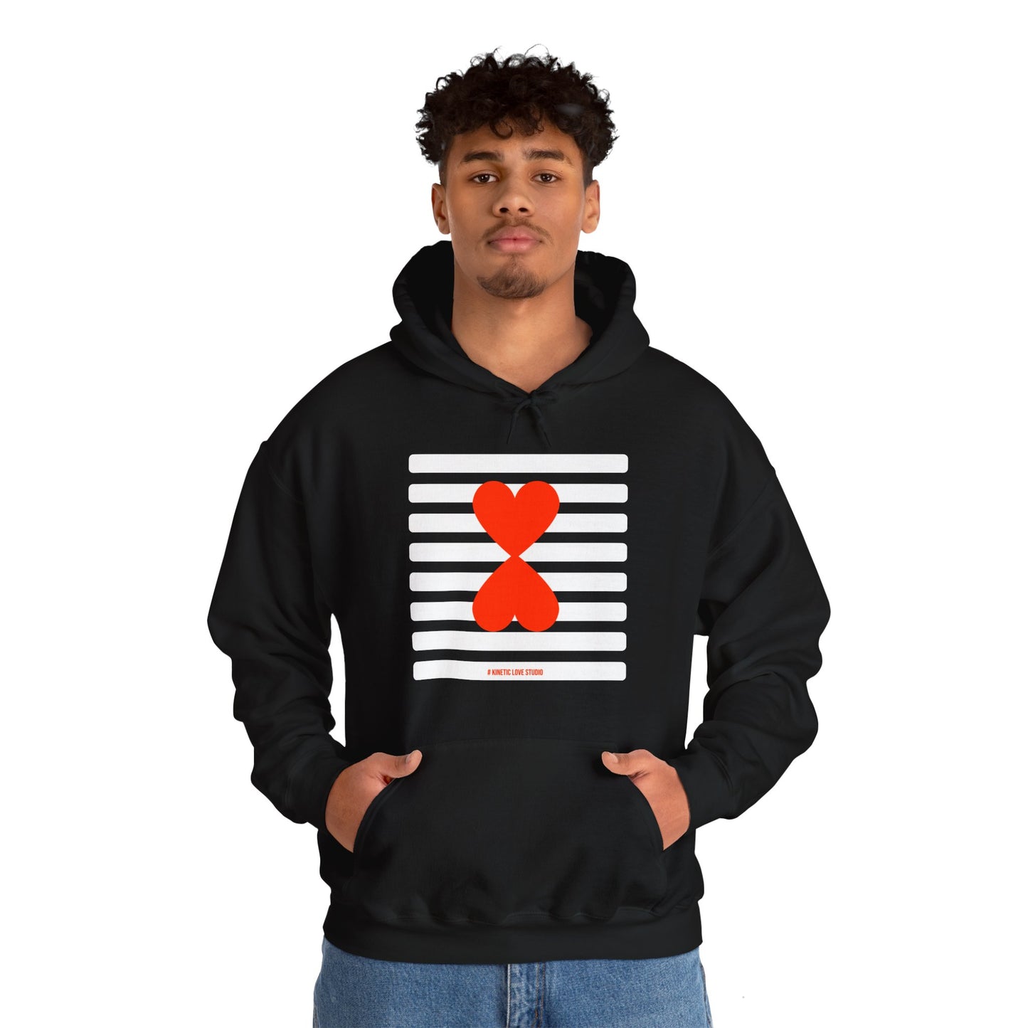 Paris Street Style Couple Hoodie - Stripes & Double Heart Design