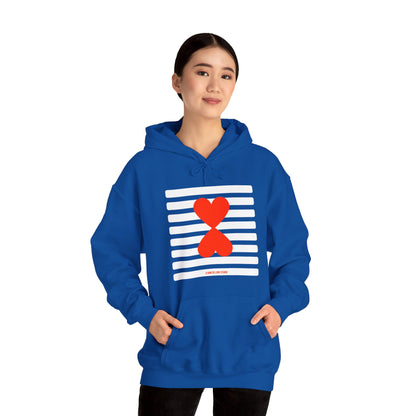 Paris Street Style Couple Hoodie - Stripes & Double Heart Design