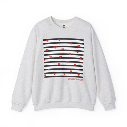 Black & White Stripes Tiny Hearts Contemporary Design Unisex Sweatshirt