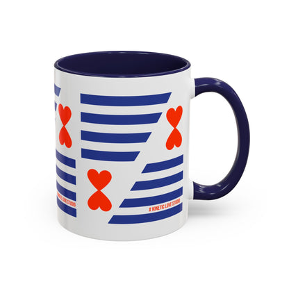 Coffee Mug Blue Stripes Hearts Parisian Trendy Style Modern Contemporary Design