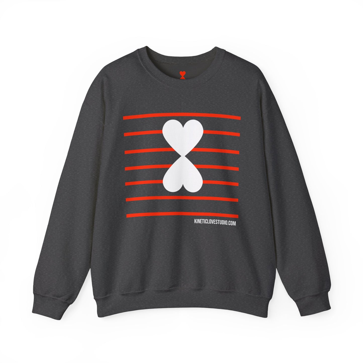 Red Stripes & Hearts Modern Design Unisex Sweatshirt - Signature Collection by Kinetic Love Studio