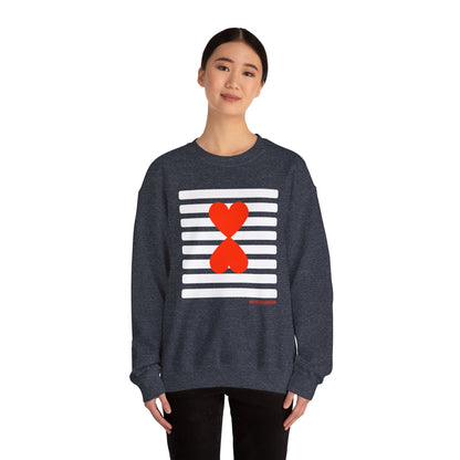 Holiday Edition Modern Couple Sweatshirt - White Stripes Red Hearts