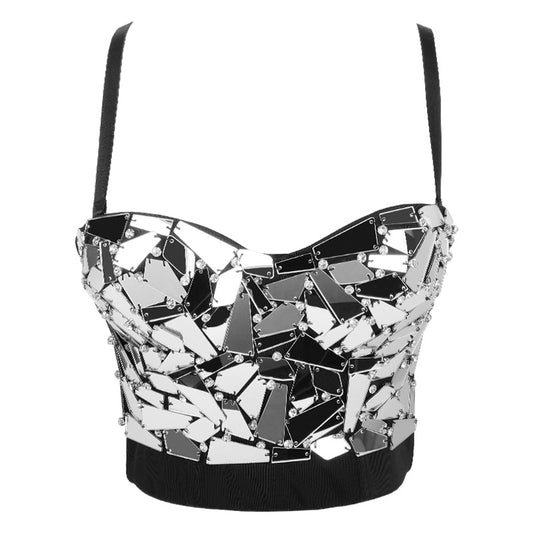 Glass Crystal Corset Sequined Camisole Bra Top Bandeau celebrity wear