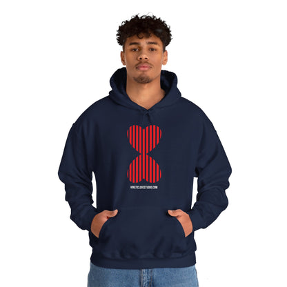 Paris Modern Design Striped Heart Navy Hooded Sweatshirt Hoodie - Modern Red Heart Design