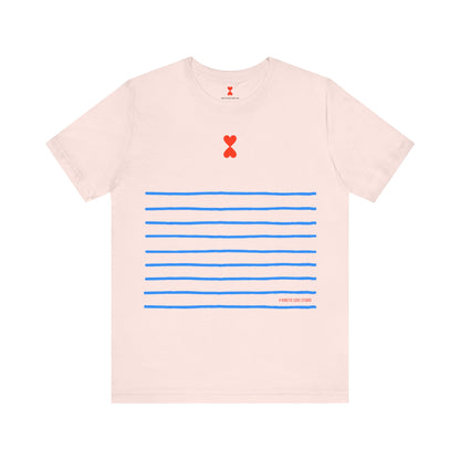 Signature Stripes & Double Heart T-Shirt Trench Chic Unisex Tee Express Delivery available