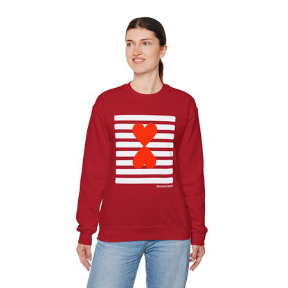 Holiday Edition Modern Couple Sweatshirt - White Stripes Red Hearts