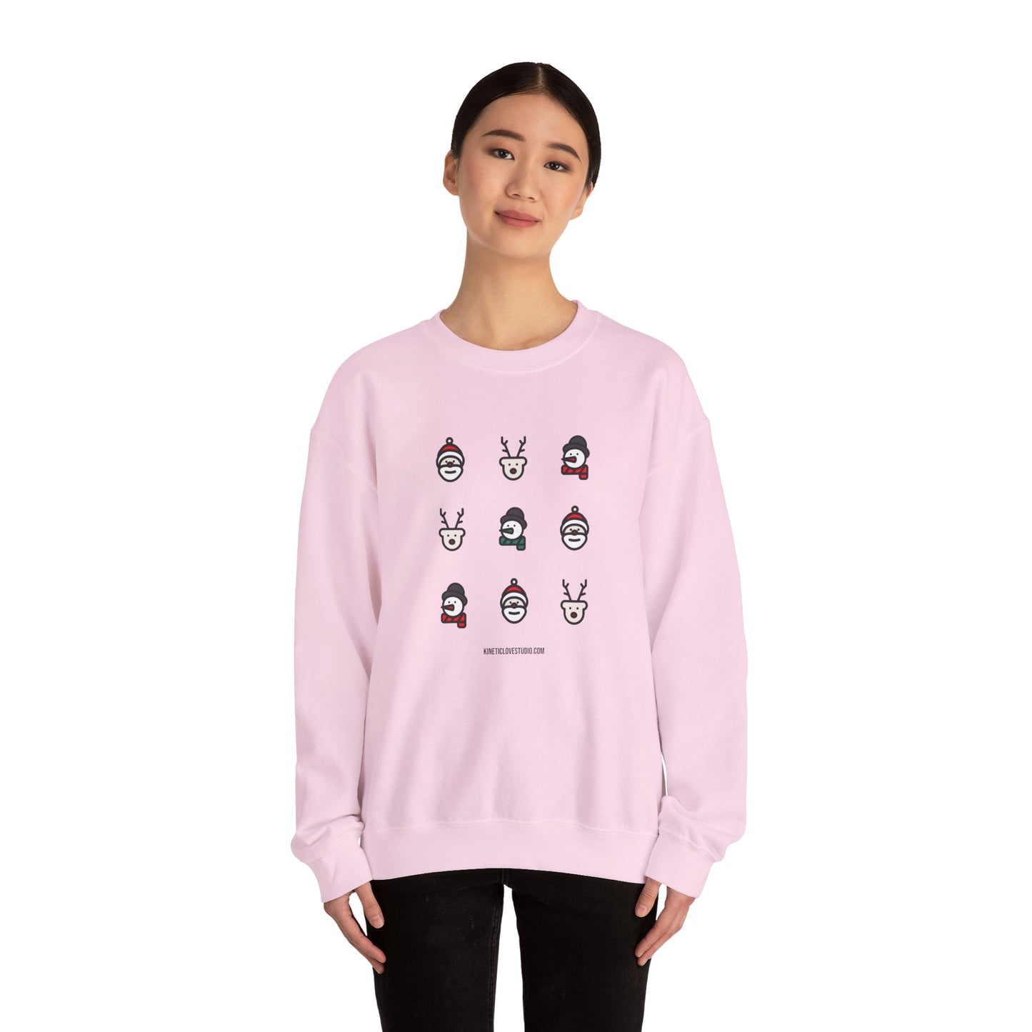 Christmas Cartoon Sweatshirt White Pink Unisex