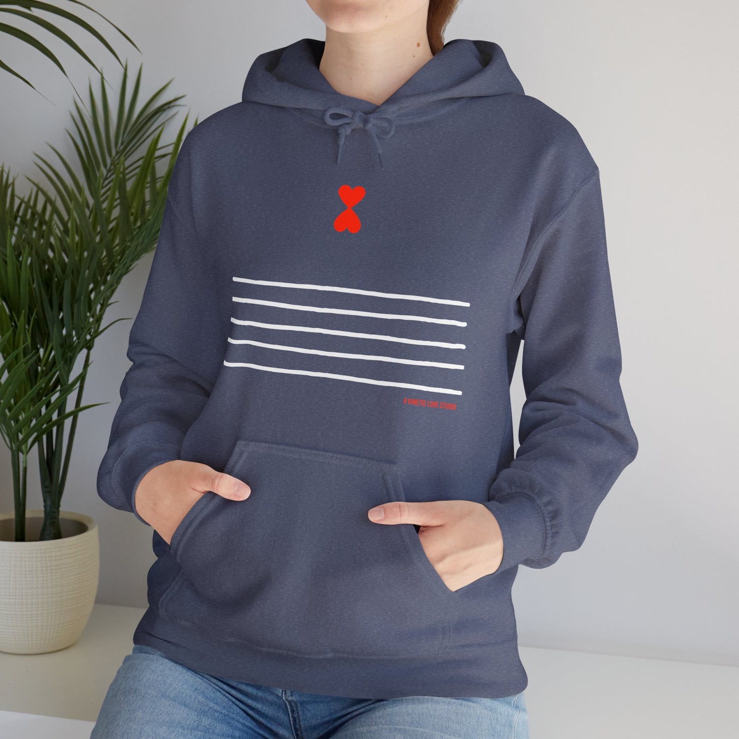 Paris Street Style Hoodie - Stripes & Double Heart Design