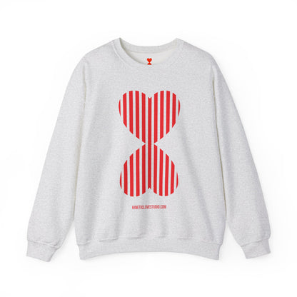 Red Striped Double Hearts Contemporary Design Unisex Sweatshirt - Signature Collection by Kinetic Love Studio