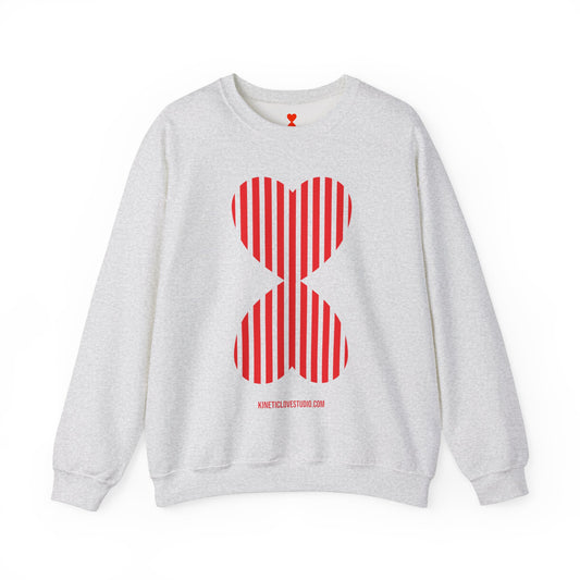 Red Striped Double Hearts Contemporary Design Unisex Sweatshirt - Signature Collection by Kinetic Love Studio