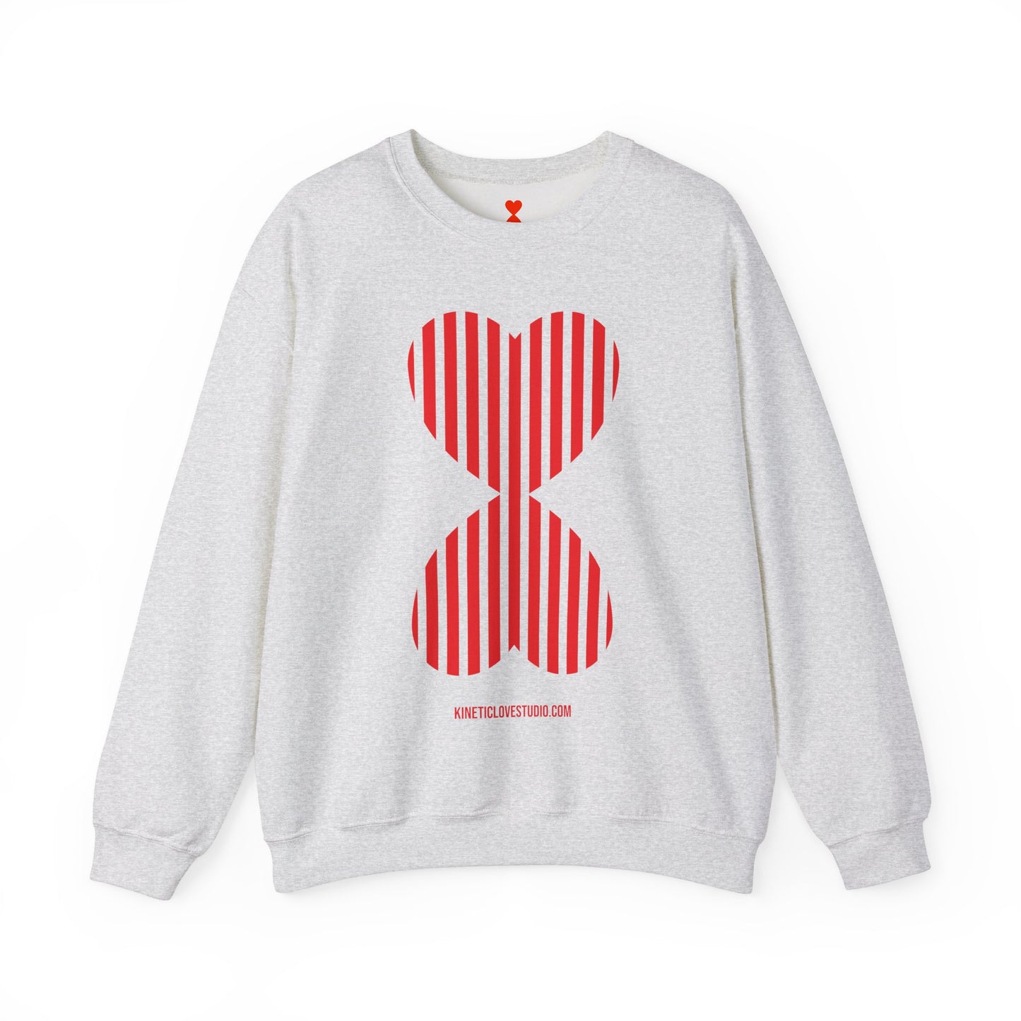 Paris Chic Red Striped Double Hearts Modern Design Khaki Green Unisex Sweatshirt - Signature Collection by Kinetic Love Studio