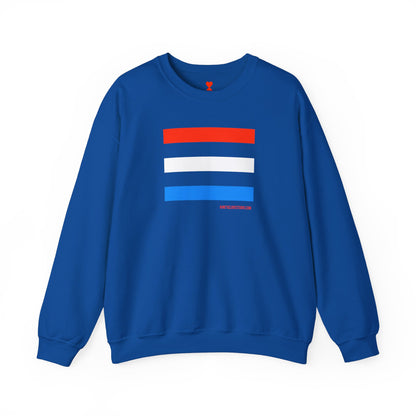 French Chic Tri-Color Stripes Stylish Unisex Sweatshirt - Blue Stripes Red Heart Contemporary Design