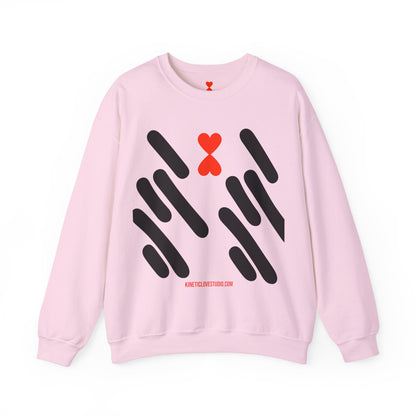 Abstract Stripes Red Heart Crewneck Sweatshirt