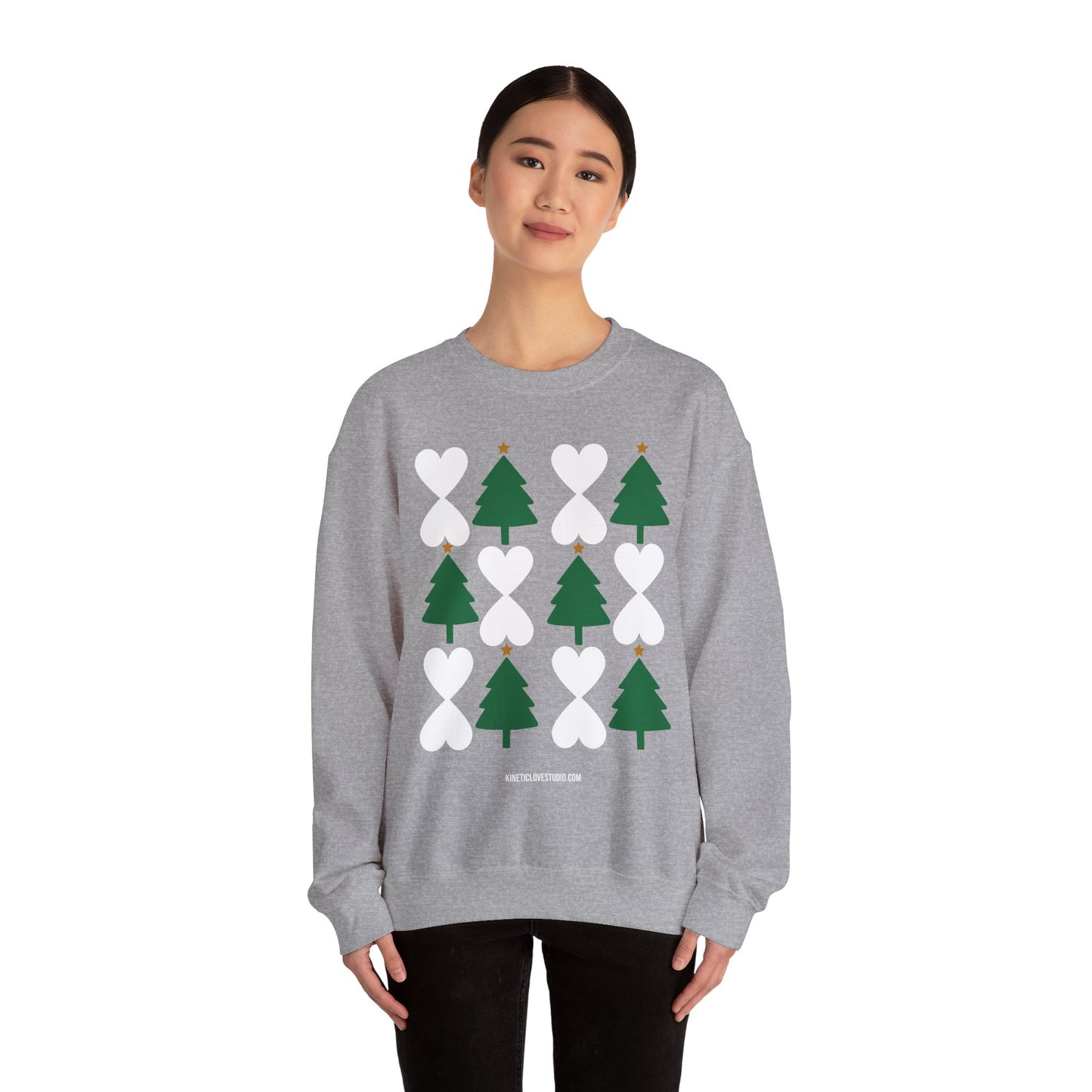 Christmas Trees & Hearts Modern Sweatshirt - Holiday Edition Unisex