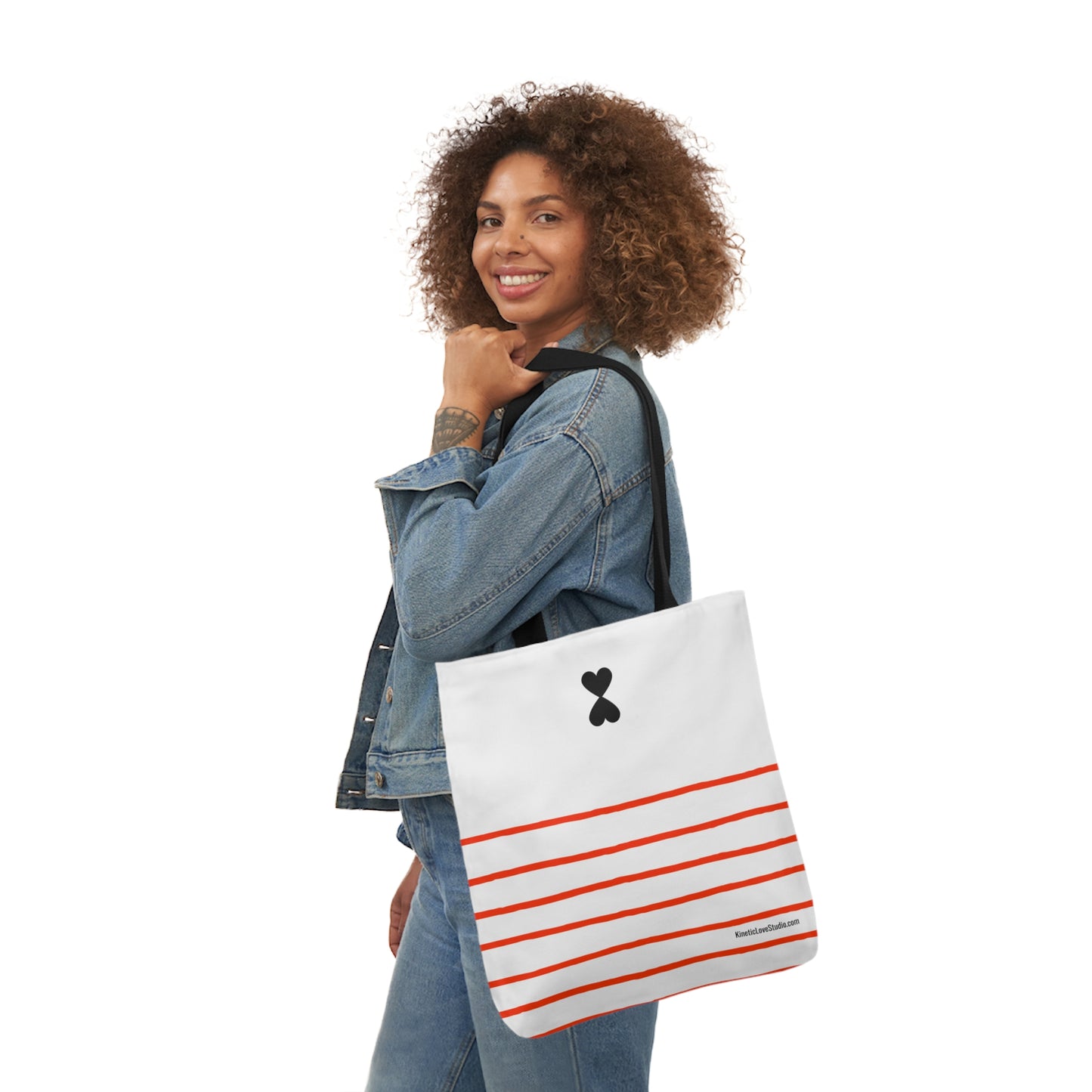 Canvas Tote Bag White Red Stripes - French Chic Stylish Trendy Design