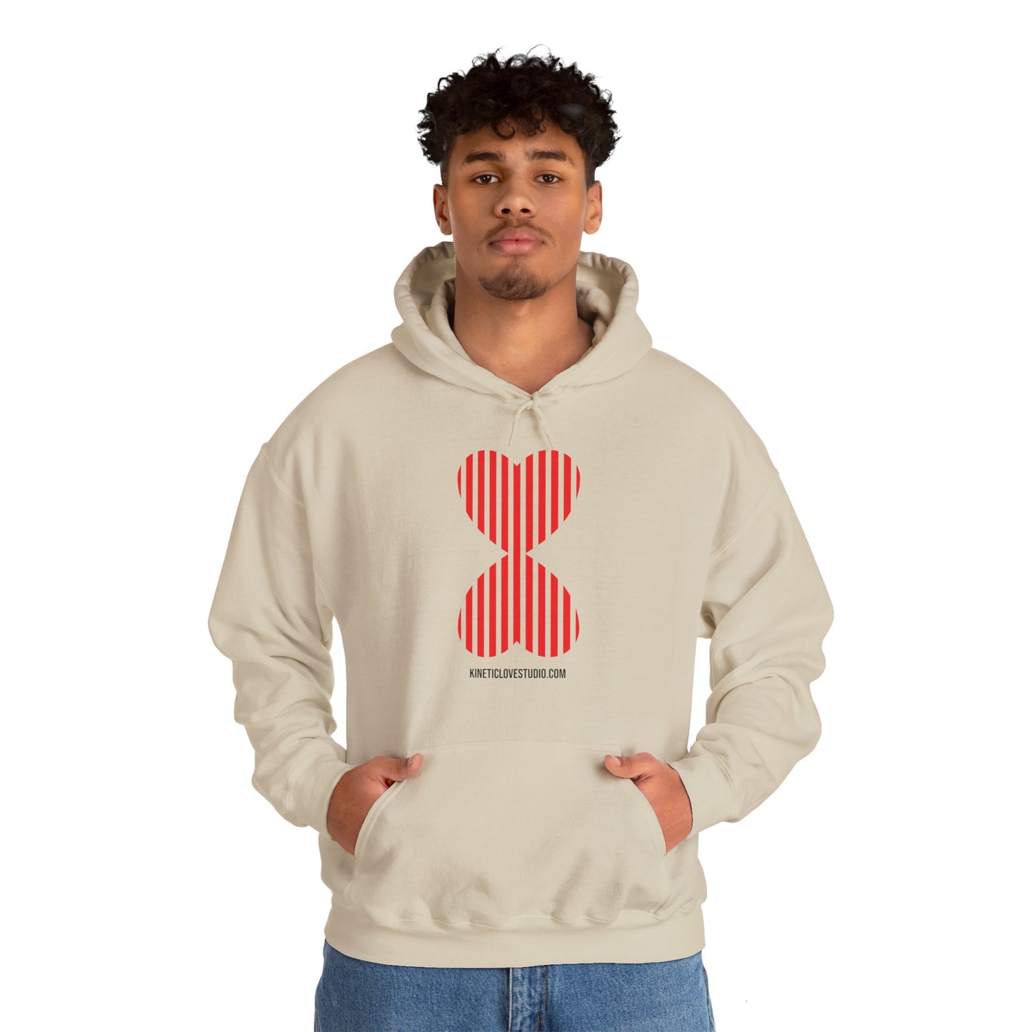 Paris Modern Design Striped Heart Navy Hooded Sweatshirt Hoodie - Modern Red Heart Design