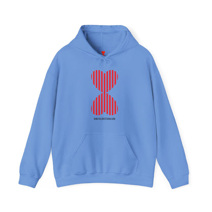 Paris Modern Design Striped Heart Navy Hooded Sweatshirt Hoodie - Modern Red Heart Design