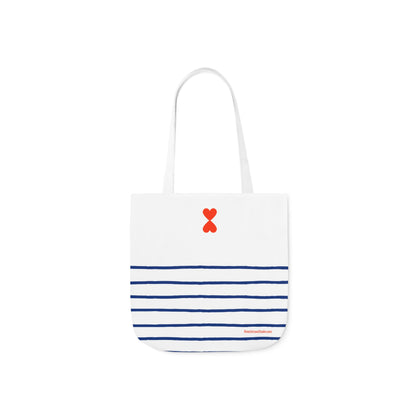 Canvas Tote Bag White Navy Stripes - French Chic Stylish Trendy Design