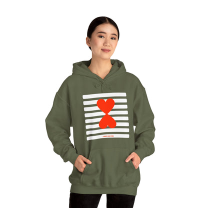 Paris Street Style Couple Hoodie - Stripes & Double Heart Design