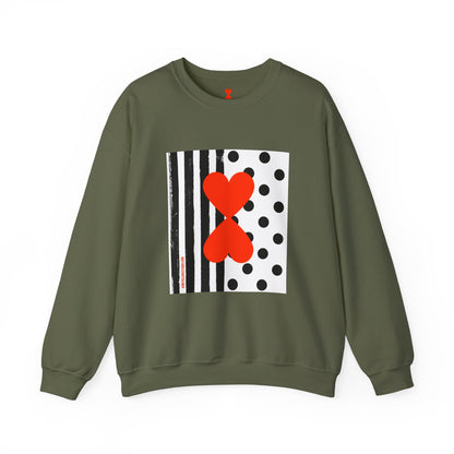 Dots & Stripes Red Heart Modern Design Blue Sweatshirt