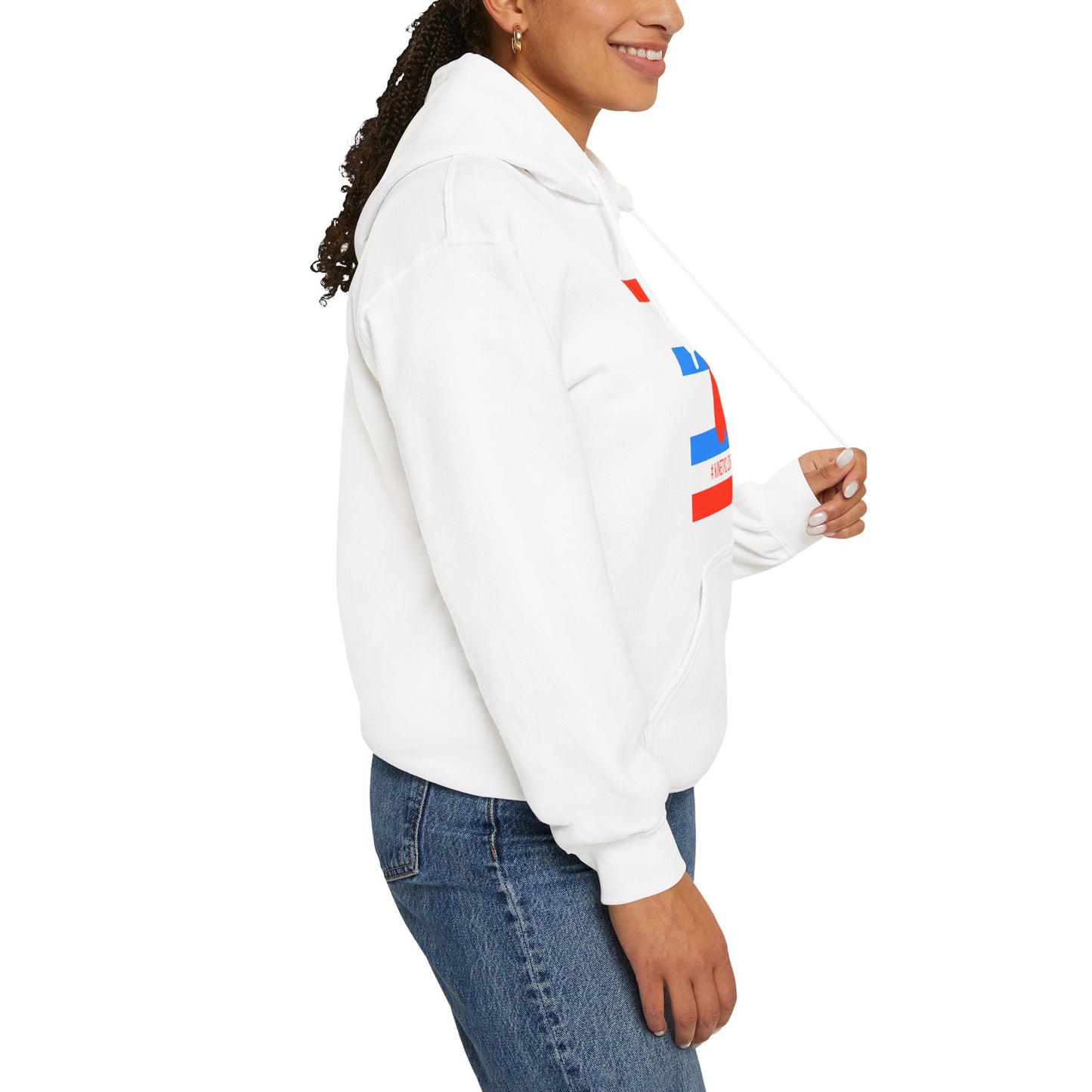 Paris Street Style French Chic Red Blue Stripes White Unisex Hoodie Heavy Blend™ Hooded Sweatshirt