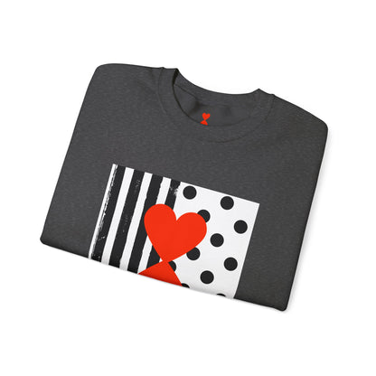 Dots & Stripes Red Heart Modern Design Blue Sweatshirt