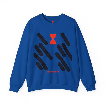 Abstract Stripes Red Heart Crewneck Sweatshirt