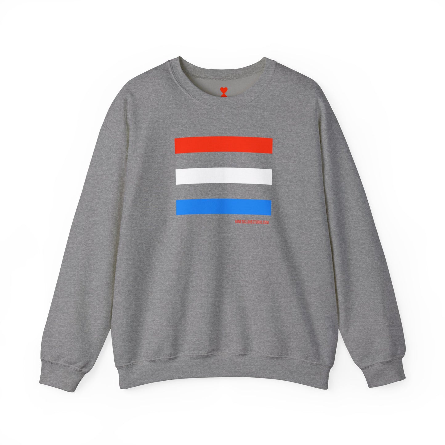 French Chic Tri-Color Stripes Stylish Unisex Sweatshirt - Blue Stripes Red Heart Contemporary Design