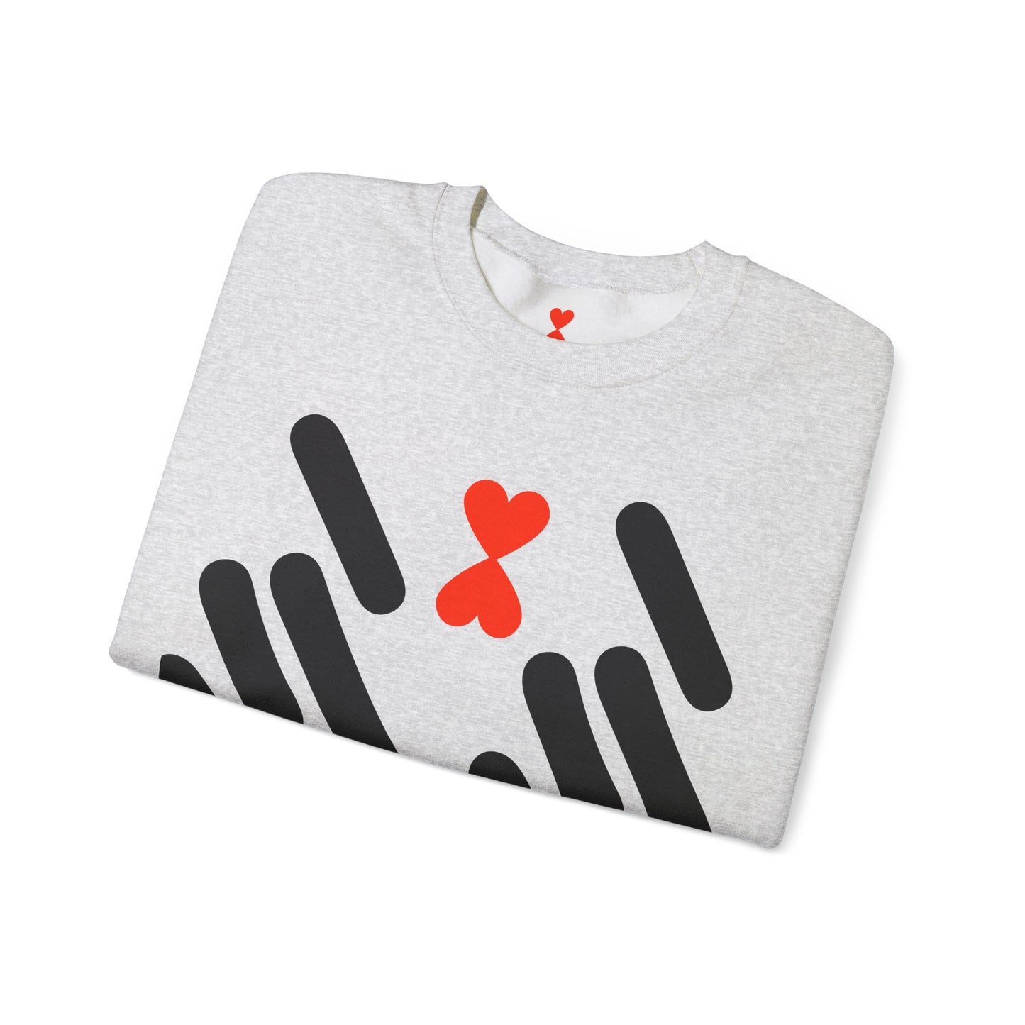 Abstract Stripes Red Heart Crewneck Sweatshirt