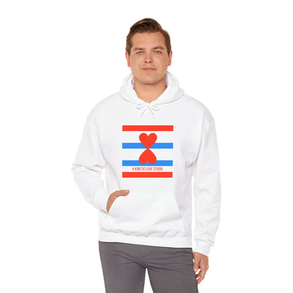 Paris Street Style French Chic Red Blue Stripes White Unisex Hoodie Heavy Blend™ Hooded Sweatshirt