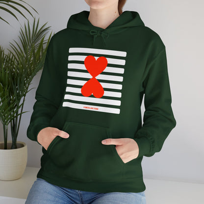 Paris Street Style Couple Hoodie - Stripes & Double Heart Design