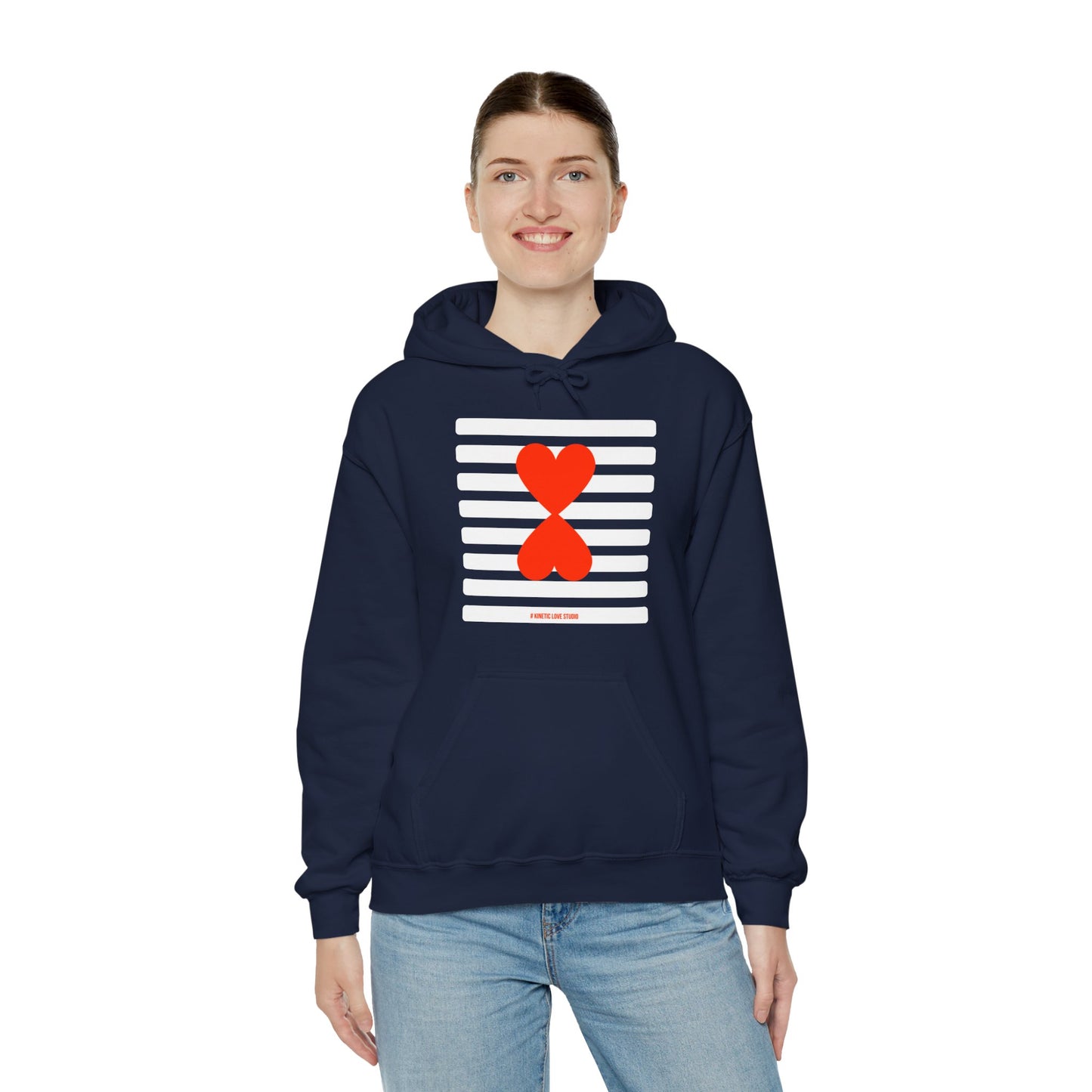 Paris Street Style Couple Hoodie - Stripes & Double Heart Design